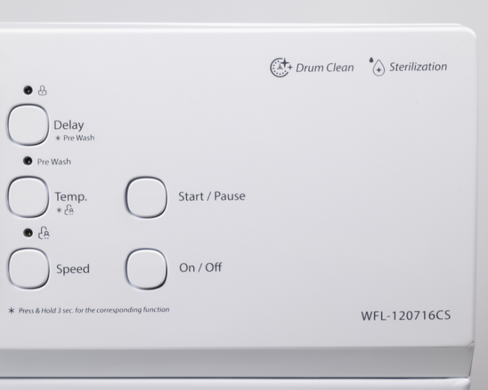 Masina de spalat rufe VIVAX WFL-120716CS, 7 kg, 1200 RPM, Clasa E, Baby Care, Eco, Control electronic, Blocare acces copii, Temperatura reglabila, Drum Clean Sterilization, Program Rapid, Delay Start, 16 programe, Alb [5]