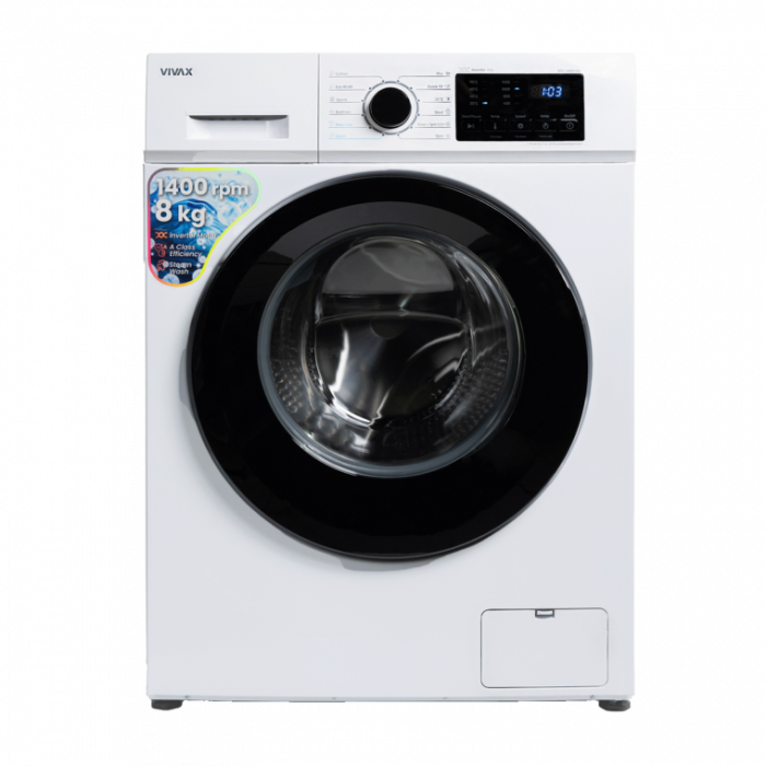 Masina de spalat rufe VIVAX WFL-140812CI, 8kg, 1400 RPM, BLDC Motor Inverter, Clasa A, Steam, Baby Care, Eco, Display digital, Control electronic, Blocare acces copii, Temperatura reglabila, Drum Clean Sterilization, Qucik Wash, Delay Start, 12 Programe, Alb [4]
