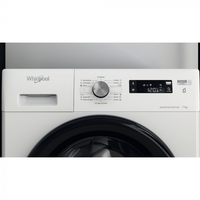 Masina de spalat rufe Whirlpool FreshCare+ FFS 7259 B EE, 7 kg, 1200 rpm, Clasa B, Tehnologia al-6lea Simt, Motor Inverter, Alb/Negru [4]