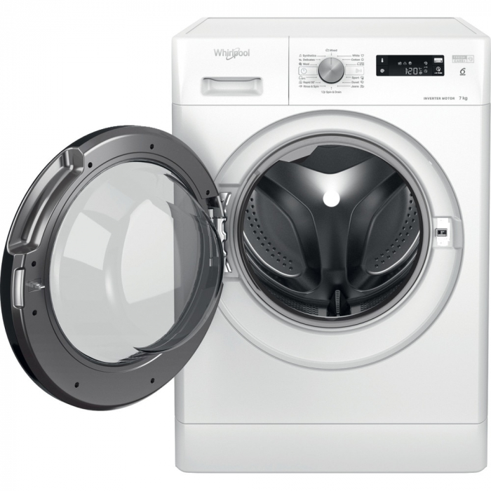 Masina de spalat rufe Whirlpool FreshCare+ FFS 7259 B EE, 7 kg, 1200 rpm, Clasa B, Tehnologia al-6lea Simt, Motor Inverter, Alb/Negru [2]