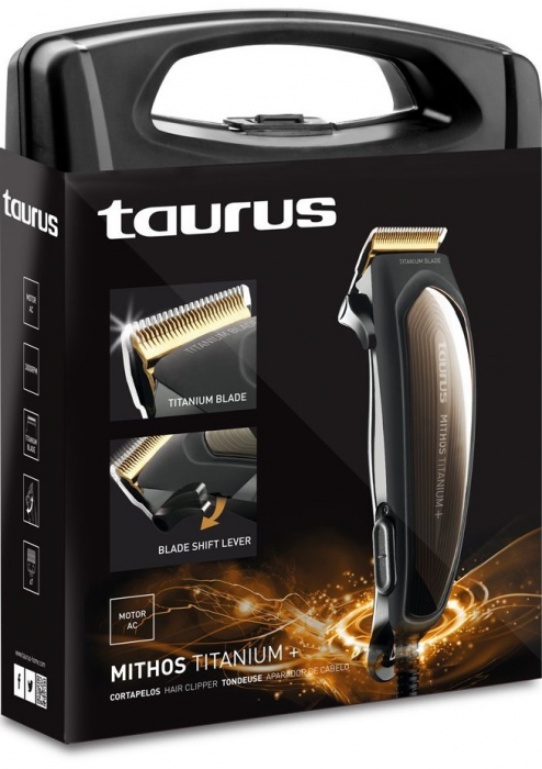 Aparat de tuns Taurus Mithos Avant Plus,15 accesorii, Cutite titanium, Negru/Maro [14]