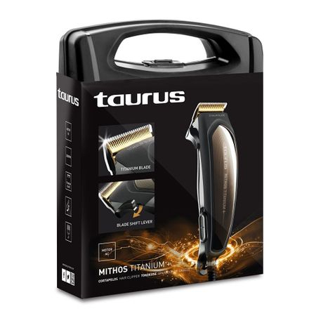 Aparat de tuns Taurus Mithos Avant Plus,15 accesorii, Cutite titanium, Negru/Maro [10]
