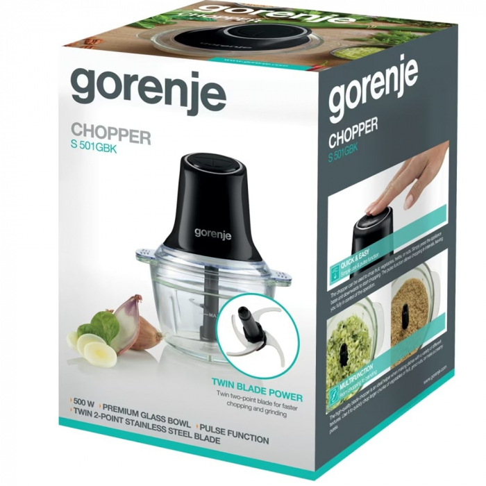 Mini Tocator GORENJE S501GBK, 1l, 500W, 1 Treapta Viteza, Negru [3]