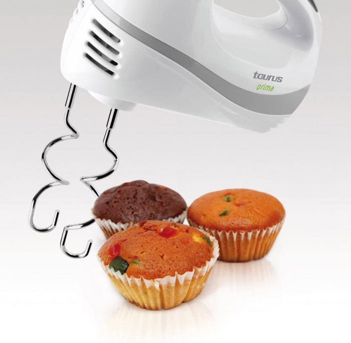Mixer Taurus Prima, 300W, 5 viteze, functie Turbo, 2 teluri, 2 carlige, Alb/Verde [4]