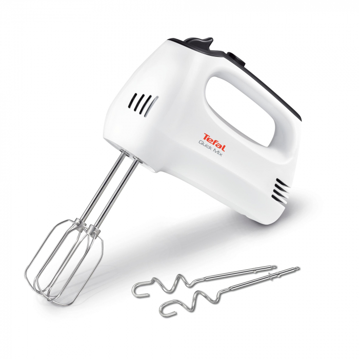 Mixer de mana Tefal Quick Mix HT310138, 300W, 5 viteze, functie Turbo, 2 accesorii pentru aluat, 2 teluri, Alb [2]