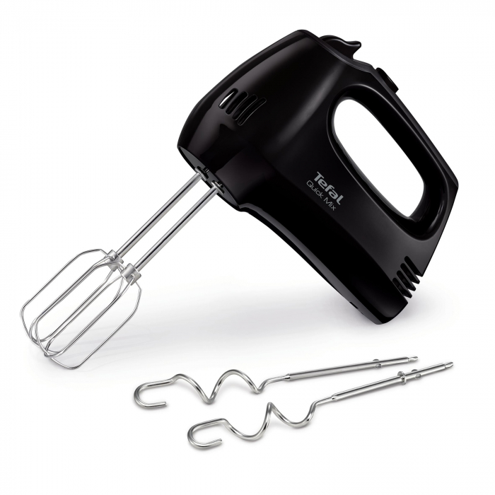 Mixer de mana Tefal Quick Mix HT310838, 300W, 5 viteze, Functie Turbo, Teluri si carlige metalice, Negru [3]