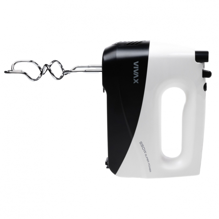 Mixer de mana Vivax HM-550WB, 550 W, 5 viteze, Functie turbo, Alb/Negru [4]