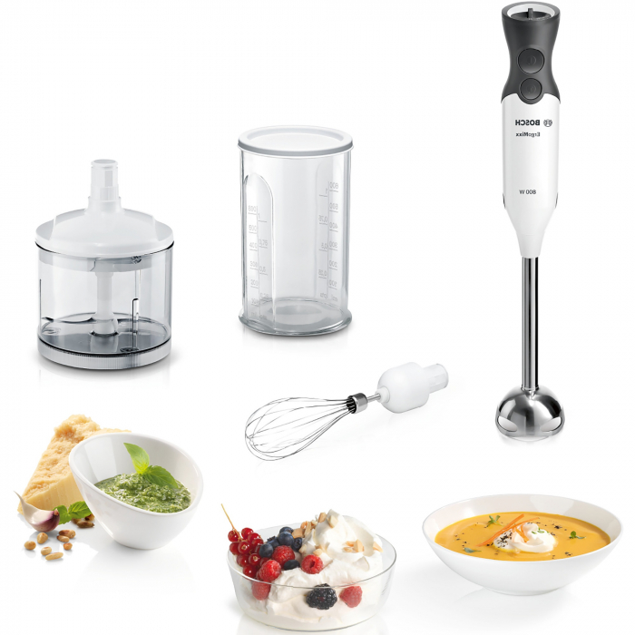 Mixer vertical Bosch ErgoMixx MS6CA4150, 800 W, 12 viteze+Turbo, minitocator, tel, vas gradat, cutit Quattro Blade, alb/ antracit [3]