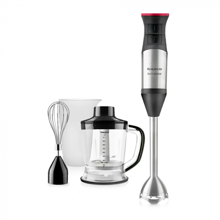 Mixer Taurus Bapi 1200 Plus Inox, 1200W 20 viteze, functie Puls, 4 accesori, chopper 1.0 l,Negru/Inox [7]