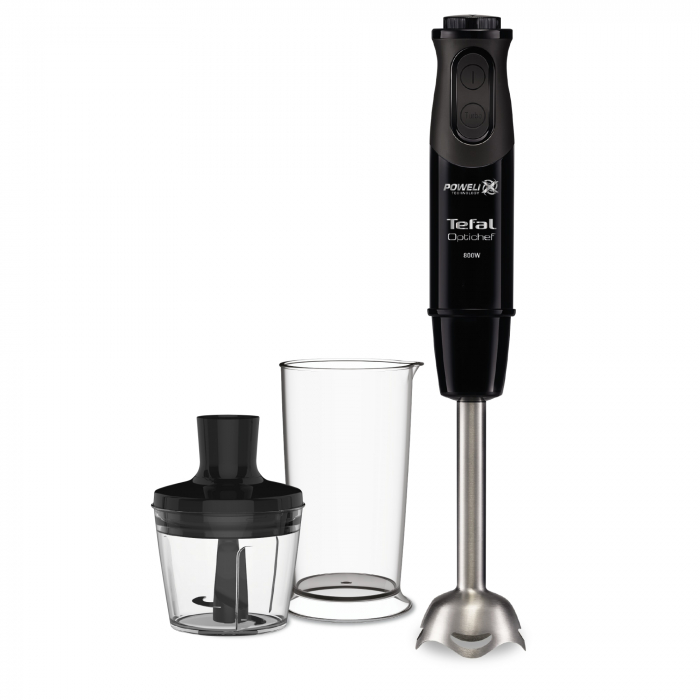 Mixer vertical Tefal OptiChef 2 in 1 HB641838, 800 W, 10 viteze, tocator 500 ml, pahar gradat 800ml, picior din inox, tehnologie Powelix, negru [1]