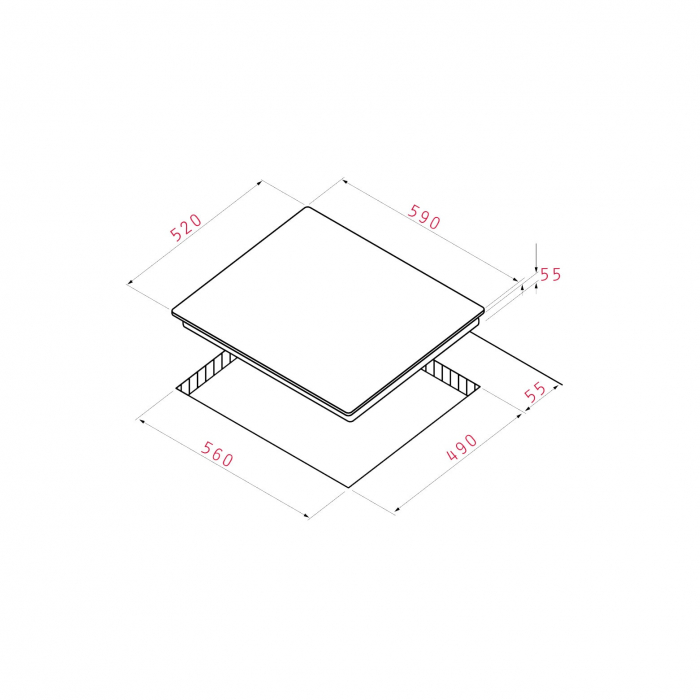 Pachet PYRAMIS Diamond PLUS, cuptor electric 4 functii, clasa A, 66 litri, plita gaz, gratare fonta si hota decorativa, finisaj sticla neagra [5]