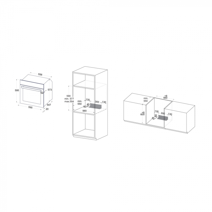 Pachet PYRAMIS Diamond PLUS, cuptor electric 4 functii, clasa A, 66 litri, plita gaz, gratare fonta si hota decorativa, finisaj sticla neagra [3]