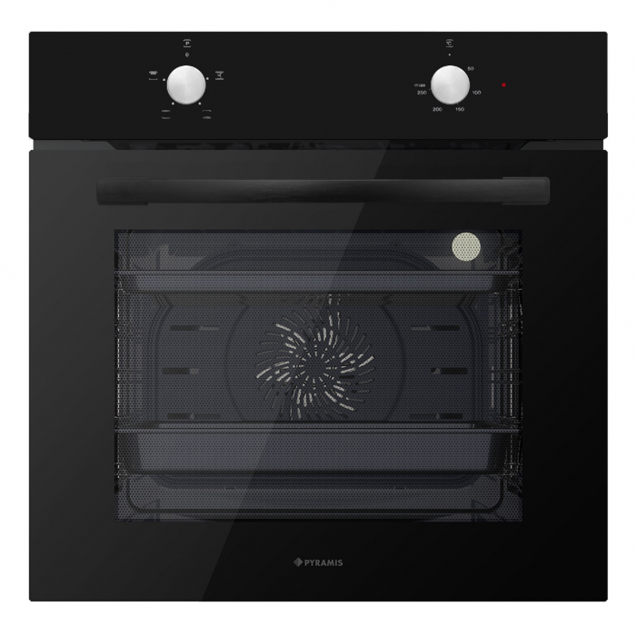 Pachet PYRAMIS Diamond PLUS, cuptor electric 4 functii, clasa A, 66 litri, plita gaz, gratare fonta si hota decorativa, finisaj sticla neagra [2]