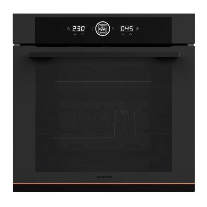 Pachet Pyramis Trio Copper Line 2082 Full Touch Black Glass, cuptor electric, plita gaz si hota decorativa, 16 functii, clasa A, volum 72 l, Soft Close, Rotisor, ghidaje telescopice, 4 arzatoare, grat [5]