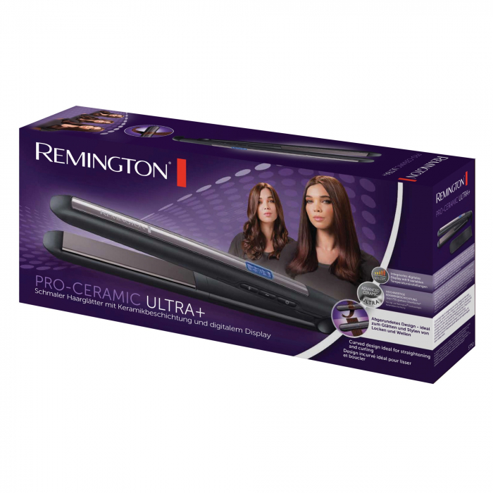 Placa de indreptat si ondulat parul Remington Pro-Ceramic Ultra+ S7750, Invelis ceramic Ultra, Ecran LCD, 230 C, Negru/Mov [2]