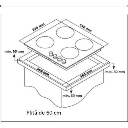 Plita incorporabila Heinner HBH-S584I-IX, Gaz, 4 Arzatoare, Aprindere electrica, Inox [3]