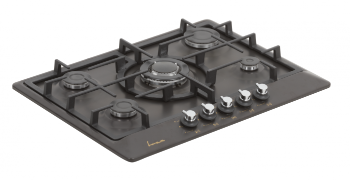 Plita incorporabila Fram FBH-S705IWF-RBK, Gaz, 5 arzatoare, Wok, Aprindere electrica, Gratar fonta, Duze GPL incluse, 70 cm, Negru [3]