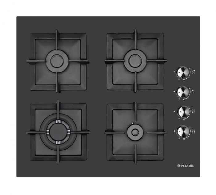 Plita gaz Pyramis 2226 Wok Black Glass Cast Iron Protection [1]