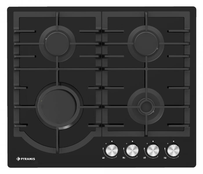 Plita gaz Pyramis 60PG 6501 Black Glass si Fonta [3]