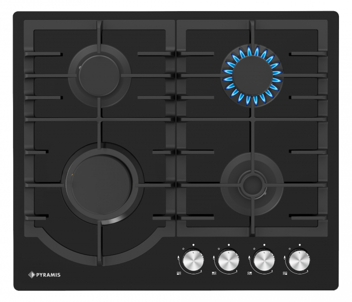 Plita gaz Pyramis 60PG 6501 Black Glass si Fonta [2]