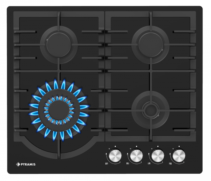 Plita gaz Pyramis 60PG 6511 Black Glass, Wok si Fonta [2]