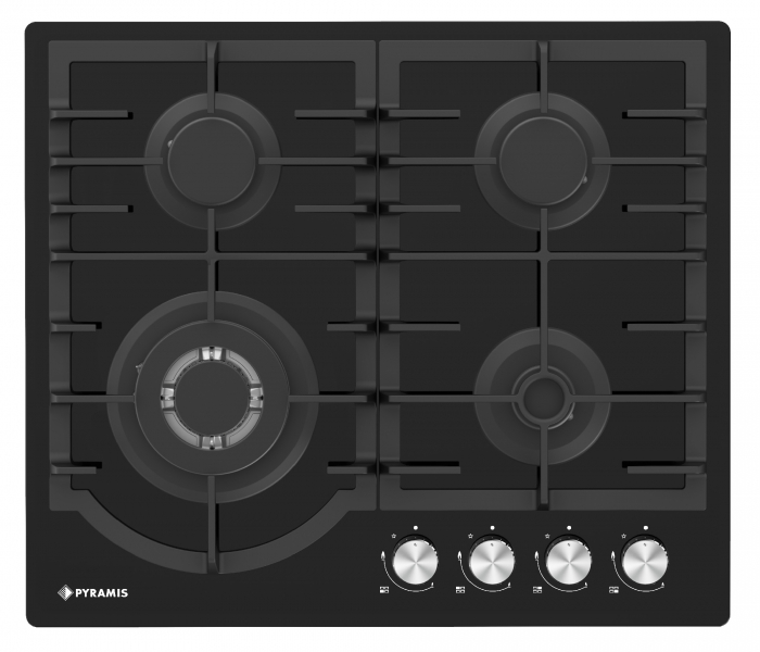 Plita gaz Pyramis 60PG 6511 Black Glass, Wok si Fonta [3]