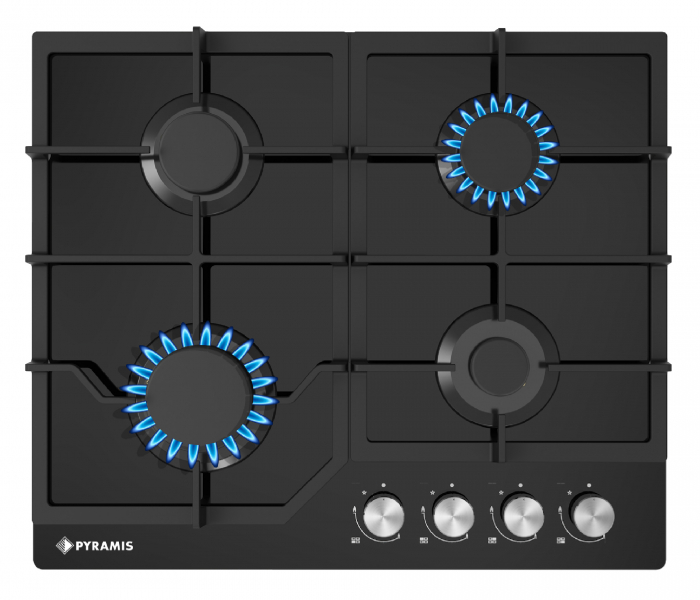 Plita gaz Pyramis 60PG 6601 Black Glass si Fonta [1]