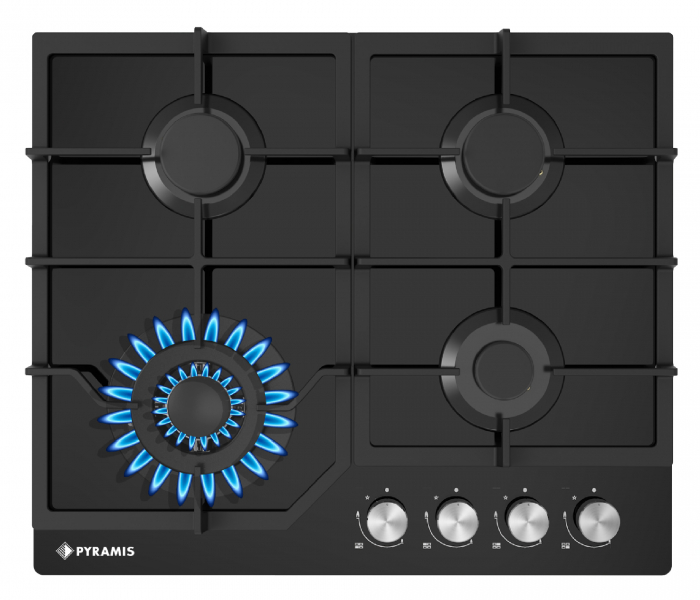 Plita gaz Pyramis 60PG 6611 Black Glass, Wok si Fonta [2]
