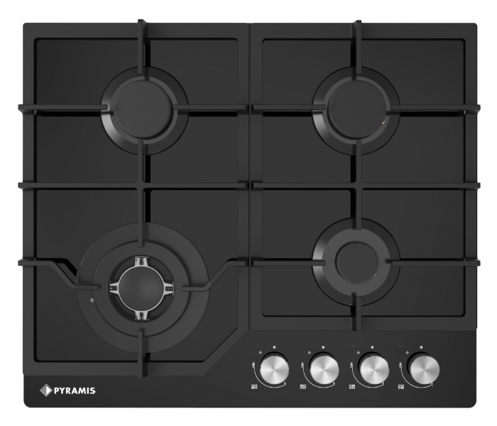 Plita gaz Pyramis 60PG 6611 Black Glass, Wok si Fonta [3]