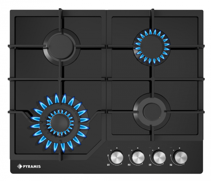 Plita gaz Pyramis 60PG 6611 Black Glass, Wok si Fonta [1]