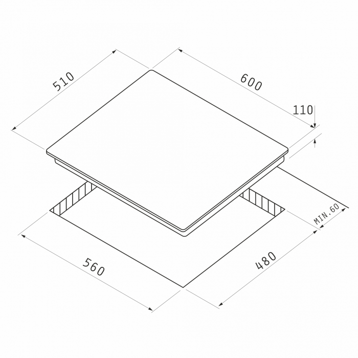 Plita gaz Pyramis 60PG 6614 Grey Glass, Wok si Fonta [2]