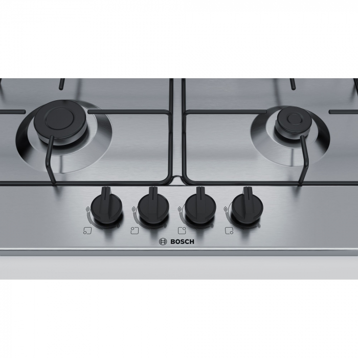 Plita incorporabila Bosch PGH6B5B80, Gaz, 4 arzatoare, Arzator economic, Arzator wok, 60 cm, Inox - RESIGILAT [3]
