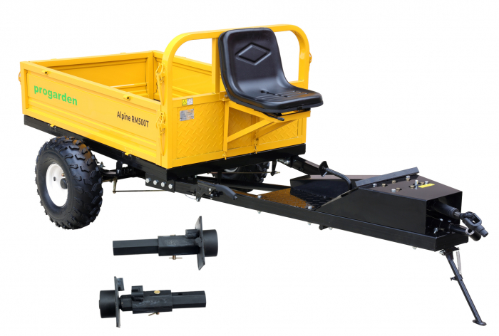 ProGARDEN Pachet Alpine RM500T Remorca cu tractiune 500kg, 1 osie, prindere bolt pentru motocultor, roti 19x7-8 si set manicoti Adaptiv 3 in 1 S [2]