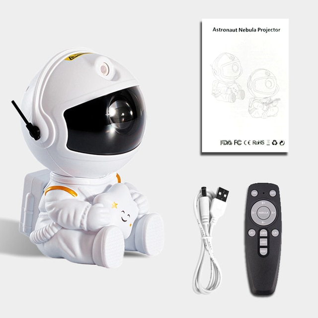 Proiectior stele, ABS/PVC, Model astronaut, Alimentare USB, Alb [4]