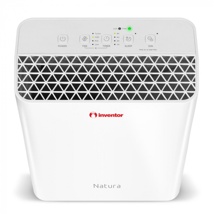 Purificator de aer Inventor Natura, filtru Ionizator HEPA Carbune activ, suprafata acoperita 20 mp, timer, Sleep, alb [4]