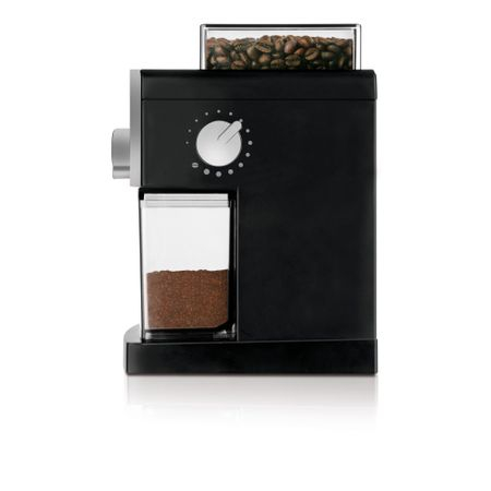 Rasnita de cafea Minimoka, 110 W, 180 g, macinare reglabila, cutit inox, freze plane, protectie pornire accidentala, carcasa inox, Argintiu/Negru [6]