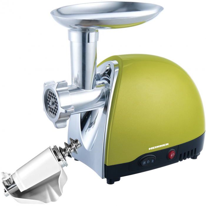 Masina de tocat Heinner MG1500TA-GR, 1600 W, Accesoriu pentru rosii si carnati, Cutit inox, Verde [2]