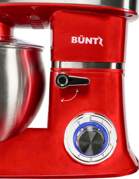 Robot de bucatarie Buntz, BMP-1500RD, 1500 W, Bol 6 L Inox, 6 Viteze, Functie Pulse, Tocator si Blender, Rosu [5]