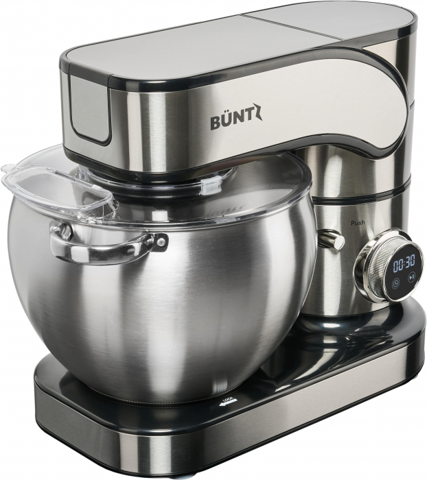 Robot de bucatarie Buntz BMP-2000SL, 2000 W, Bol 10 L Inox, 6 Viteze, Functie Pulse, display Tactil, Tocator si Blender, Inox [4]