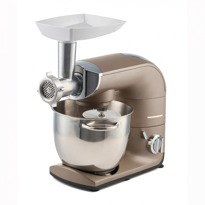 Robot de bucatarie Heinner Calypso 1500 HPM-L1500DC, 1500W, bol inox 5.5L, 6 viteze + Pulse, angrenaje metalice, tel din inox, paleta si carlig din aluminiu turnat, accesoriu masina de tocat inclus, i [3]