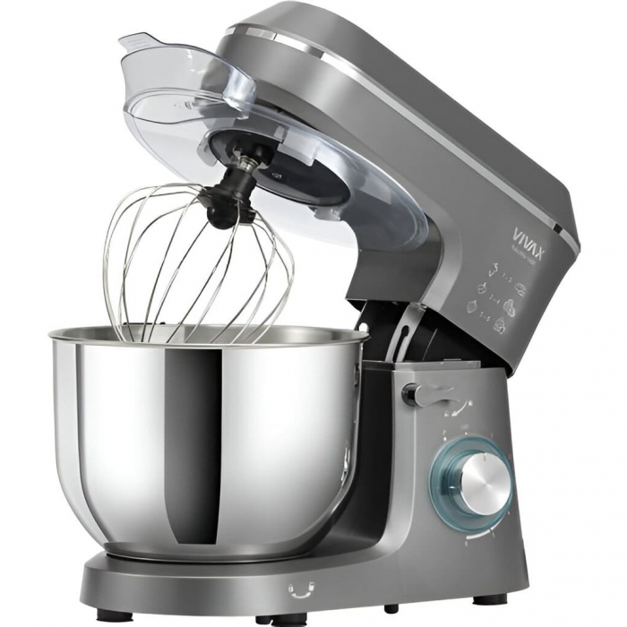 Robot de bucatarie Vivax RM-61400SX, 1400W, capacitate 6L, 6 trepte de viteza, functia Pulse, 3 accesorii detasabile, negru/argintiu [2]