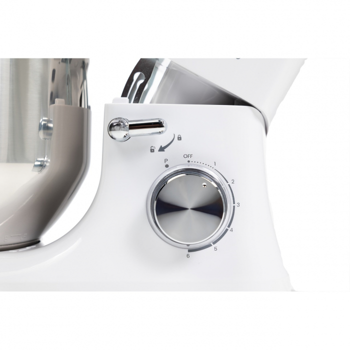 Robot mixer Vivax RM-71800WH, 1800 W, 6 Viteze + Turbo, 4 Accesorii, Bol otel inoxidabil, Alb/Argintiu [3]