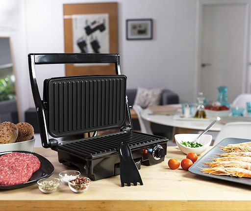 Sandwich maker Taurus Grill & Co Legend, 1500W, Termostat, Placi antiaderente, Deschidere 180º, Pereti reci, Depozitare verticala, Inox [9]