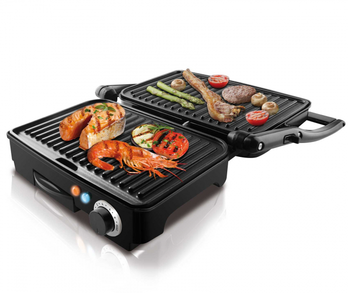 Sandwich maker Taurus Grill & Co Legend, 1500W, Termostat, Placi antiaderente, Deschidere 180º, Pereti reci, Depozitare verticala, Inox [3]