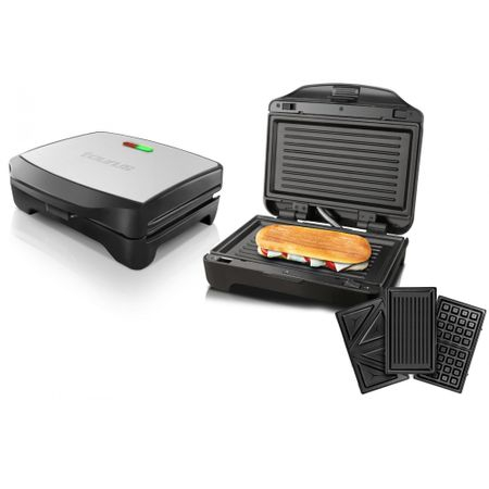 Sandwich maker Taurus Miami Premium, 900W, 3 placi interschimbabile, LED functionare, Depozitare verticala, Inox [2]