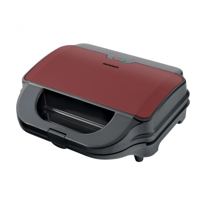 Sandwich maker Heinner SM-2H900BKS, 900 W, placi XL, 2 placi detasabile antiadezive: waffle, grill, Negru/Rosu [1]