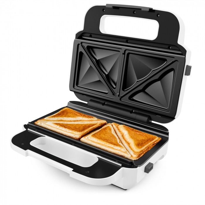 Sandwich-maker Tefal Snack XL SW701110, 850W, 2 seturi de placi detasabile, alb/gri [3]