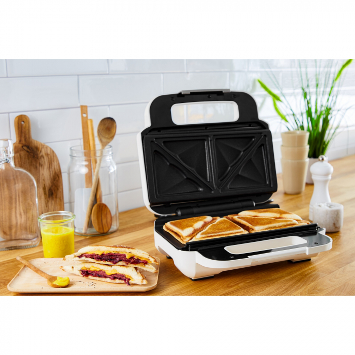 Sandwich-maker Tefal Snack XL SW701110, 850W, 2 seturi de placi detasabile, alb/gri [5]