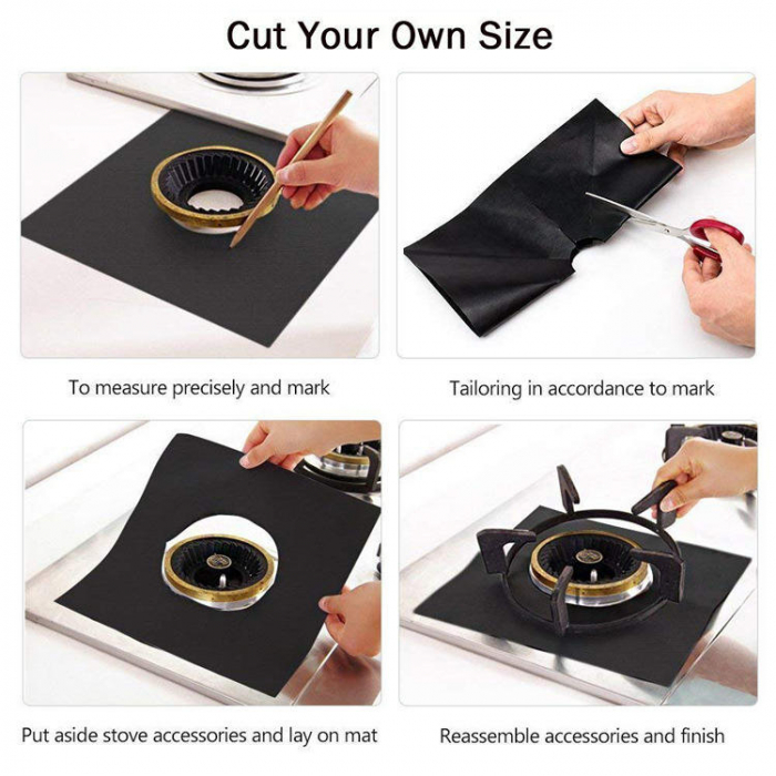 Set 4 folii detasabile de protectie pentru aragaz, usor de spalat, din teflon [3]