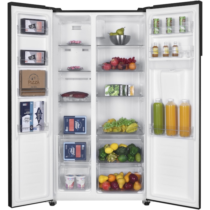 Side by Side Heinner HSBS-H439NFBKWDE++, 439 l, No Frost, Clasa E, Display, Dozator de apa, Functie smart, Functie congelare si racire rapida, H 177, Negru [8]